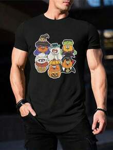 Camiseta de McNuggets de la Cajita Feliz de Halloween de McDonald's Retro - Camiseta gráfica de temporada de miedo vintage de los 80 y 90 - Camiseta de disfraz de Halloween para hombre - Negro - Ver 1