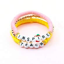 Set de bracelets en argile douce et colorée en forme de pomme, set de bracelets à perles multicouches, cadeau d'enseignant pour la fête des enseignants, Noël, remise des diplômes et rentrée scolaire