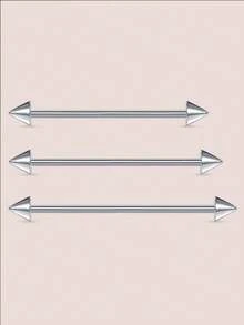 CIZME 3 件装 14G 工业耳环 男女款 不锈钢工业杠铃工业穿孔首饰 工业杆 32 毫米 35 毫米 38 毫米 1 1/2 英寸 银色 玫瑰金 黑色 - Industrial Earrings - 查看 14