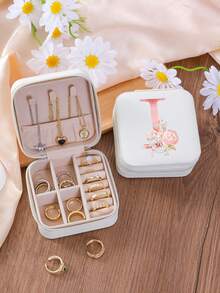 1 件 A-Z 花卉首饰盒、粉色渐变首字母多功能珠宝展示盒、迷你首饰盒、女士生日礼物、女友、朋友礼物、圣诞节、万圣节、生日、结婚礼物、时尚旅行首饰盒、个性化礼物 - 女士旅行首饰盒、少女圣诞礼物、A-Z 首字母旅行首饰盒