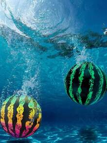 1 pieza Balón inflable de playa con diseño arcoíris con forma de sandía, para fiestas y playa - Multicolor - Ver 2