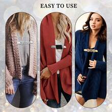 Set Of 3 Vintage Sweater Shawl Clips - Vintage Cardigan Tie Clips For Women And Girls - Perfect For Dress Shirt And Brooch Accessories Women Valentine's Day (Gold, Silver) - Multicolor - View 12