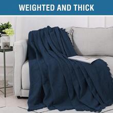 Cotton Sofa Covers Couch Cover Sofa Slipcover For Most Shape Sofas, Feature Thick Woven Jacquard Seamless With Tassels, Multi-Use Decorative For Couch (XX-Large: 91" X 134", Sand) - Navy - View 5