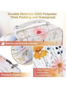 Large Bible Covers For Women 11x9x3inch Extra Large Bible Cover Case For Girls White Floral Bible Cover With Strap Pockets Zipper Waterproof Thick XL Study Bible Carrying Case Flower Bible Bag - White - View 5