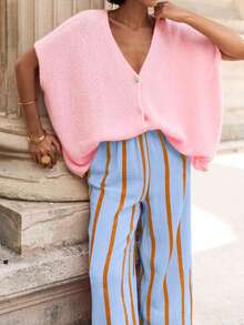 Pantalon femme avec poche à rayures et cordon de serrage, convient pour le port quotidien, les vacances, les rendez-vous, les anniversaires, les fêtes, les événements scolaires, les voyages, les festivals de musique country, les sports et la forme, le printemps/l'été