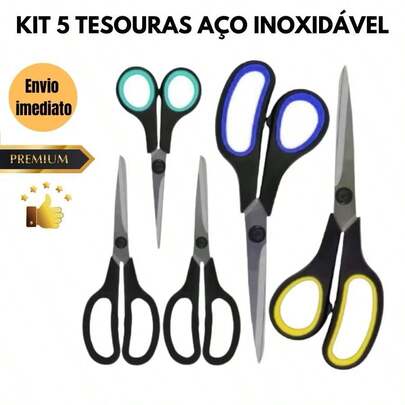 Kit Tesouras de Aço Inoxidável Multiuso e Alta Durabilidade tesoura dia dia grande pequena tesoura para ter em casa