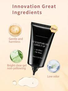 GLOZ 35ML 3D Sculpting Gel Nail Glue For Nail Designs And DIY Nail Art - Clear Gel Polish For Drawing, Molding, Sculpture And Decoration With Nail Rubbing Strips