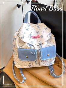 Mochila de lona con gran capacidad, elegante y versátil - Azul - Ver 1