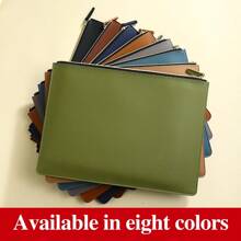 Leather Business A4 File Folder Zipper Document Bag Contract File Organizer Briefcase Portfolio,Bag For Contract/Invoice Storage,Back To School,School Supplies