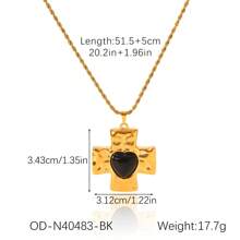 1 pieza/2 piezas, Collar con dije de cruz de acero inoxidable chapado en oro de 18k con ágata roja y obsidiana negra, joyería de lujo clásica de acero inoxidable para mujer, regalo para boda, graduación o festivo