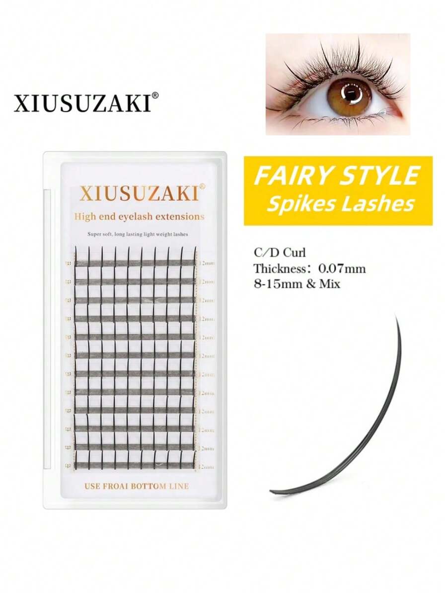 XIUSUZAKI 12 Rows SONG LASHES Wispy Spikes Eyelash Extension Fairy Eyelashes Promade Wispy Fans For Eyelash - Black - View 1