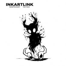 INKARTLINK 非永久性纹身，卡通小恶魔纹身贴纸，临时个性化纹身贴纸，逼真的半永久性纹身，夏季防水手臂纹身，防水持久1-2周，纯素男女通用身体贴纸 - 黑色 - 查看 4