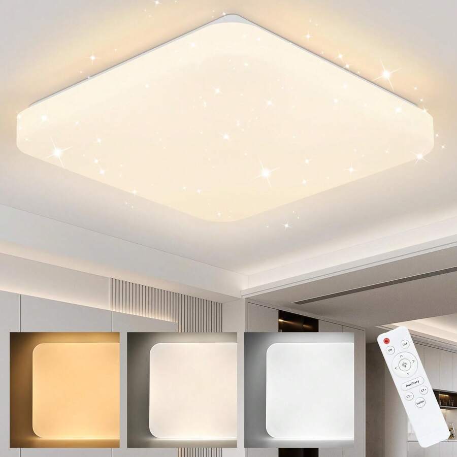 Ceiling Lamp LED Ceiling Light Bedroom - Bedroom Lamp Starry Sky Dimmable With Remote Control 37W Children's Room Ceiling Lighting Kitchen Lamp Square Hallway Lamp 28cm For Living Room Kitchen Hallway - Quảng trường - Xem 1