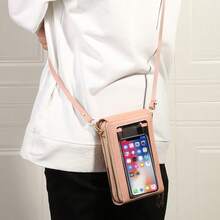 2pcs Women's Phone Wallet Set, Touch Screen Phone Pouch With Round Coin Purse, Fashion Mini Flip Multifunctional Crossbody Wallet Bag With Card Slots, Suitable For Going Out, Party, Mother's Day, Back To School, Graduation Gifts - Baby Pink - View 4