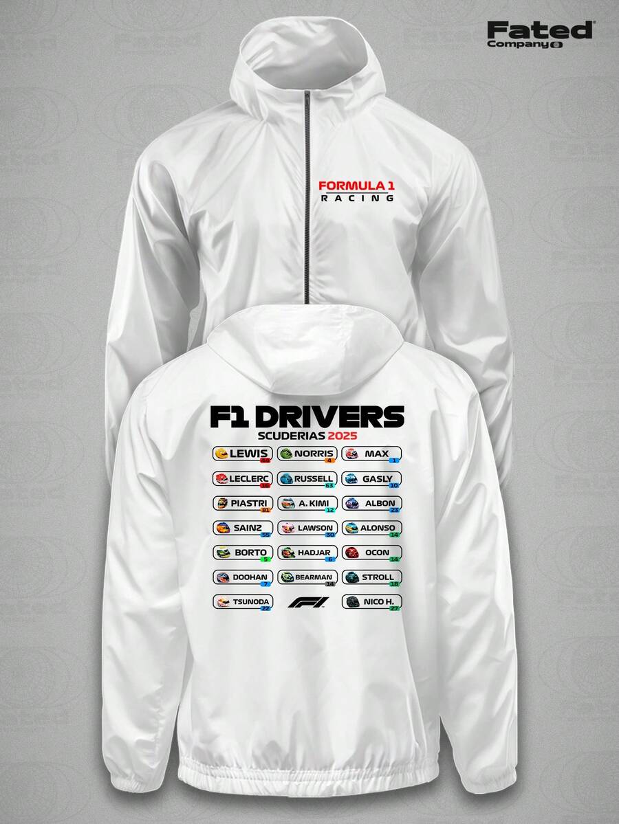 Drivers Scuderias 2025 Windbreaker - Fated Car Winter Collection Unisex - Putih - View 1