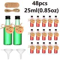 48pcs 25ml 50ml Mini Liquor Bottles Set, Mini Empty Plastic Shot Bottles, Airtight Spirit Bottle With Caps Mini Wine Bottles, Bar Party Supplies Thanksgiving, Halloween, And Christmas Are Applicable Durable Multi-Use For Juice, Sauces, Coffee