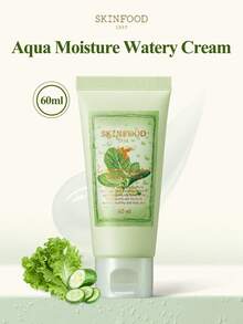 SKINFOOD Crema Hidratante y Calmante de Lechuga y Pepino 60ml - Hidratante y Calmante | Crema en gel ligera, Cuidado de la piel coreano, Para piel sensible - Crema acuosa de lechuga y pepino 2.02 oz (60 ml) - Ver 2