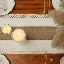 1pc Boho Table Runner Macrame Table Runners For Home Decor ,Cream & Brown Macrame Table Runner With Tassels For Boho Dining Bedroom Decor Rustic Bridal Shower,Farmhouse Rustic Table Runner,Place Mat,Thanksgiving Christmas Home Decor (Multiple Sizes Available)