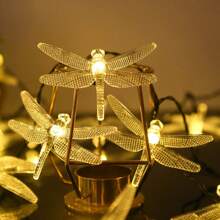 1pc Solar Powered Dragonfly String Lights, 8 LED Lighting Modes Outdoor Waterproof Fairy Lights For Garden, Yard, Balcony, Tree, Patio, Porch, Pathway, Fence; Decorative Hanging Solar Lights For Backyard