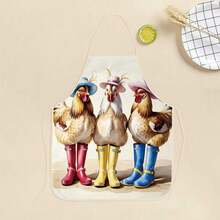 一件式 Funny Farm 鸡围裙，鸡穿雨靴，适用于厨房烘焙烧烤必备小众古怪礼物