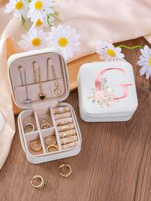 1 件 A-Z 花卉首饰盒、粉色渐变首字母多功能珠宝展示盒、迷你首饰盒、女士生日礼物、女友、朋友礼物、圣诞节、万圣节、生日、结婚礼物、时尚旅行首饰盒、个性化礼物 - 女士旅行首饰盒、少女圣诞礼物、A-Z 首字母旅行首饰盒