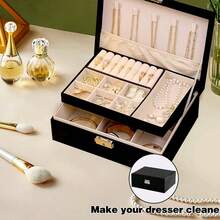 1pc Multi-Grid Large Capacity Jewelry Storage Box, Gift For Valentine's Day,3 Grids White Or Grey - Multicolor - View 3