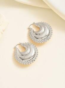 1 paire de boucles d'oreilles de mode à forme d'ellipse asymétrique avec design de sac chance, convient pour le port quotidien pour les femmes