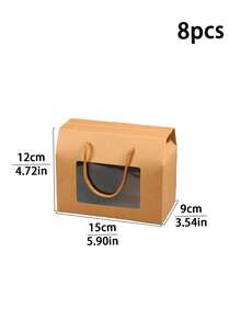 4 件/8 件大号白色手持开窗礼品盒，小号黑面包/糕点/马卡龙/糖果/饼干盒，适用于生日礼物、派对礼物、婚礼、零食包装 - 彩色 - 查看 14