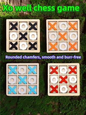 Juguete de ajedrez de madera, juego de interacción familiar XO, Juego de ajedrez de madera (tenedor) clásico | Juego de ajedrez familiar tradicional | Juego estratégico tradicional, adecuado para reuniones de adultos, set de viaje de madera de alta calidad, regalos de Navidad, Halloween, Acción de Gracias