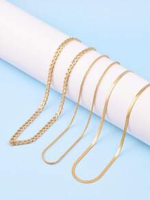 3pcs/Set Stainless Steel Color-Retaining Durable NK Chain + Broccoli Chain + Blade Chain, For Daily Wear In Multiple Layers, Unisex
