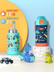 Kids Insulated Water Bottle With Pop-Open Straw & Spout 2-In-1 Lid,14oz Kids Cups With Stainless Steel Leak Proof For School Travel, Back To School - Rainbow & Mermaid - View 7
