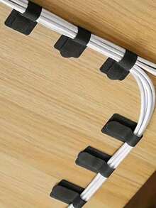 10/20/50pcs Cable Organizer Ties Cord Management Straps, Multi-Functional Cable Ties For Computer Cable Management, Desk Wire Rack, Wire Organizer, Hook And Loop Cable Ties - Black - View 8