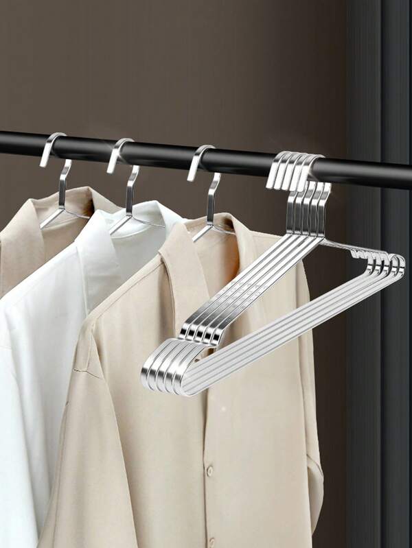 5/10 Packung schwere Edelstahl Kleiderbügel, platzsparend, silbrig, für Mäntel, Kleider, Hemden, Hosen mit rutschfester Rille, ideal für Kleiderschrank, Studentenwohnheim, Wäsche, Outdoor-Einsatz