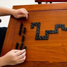 28pcs Wooden Domino Set - Push And Drop Board Game, Suitable For Outdoor Camping And Travel, Classic Black And White Dominoes With Storage Box, Outdoor Game | Classic Board Game | Durable Wooden Structure, Fun Tabletop Game, Domino Toy, Outdoor Camping Travel Game, Wooden Box Black Domino Table Game, Suitable For Family Entertainment And Party Games