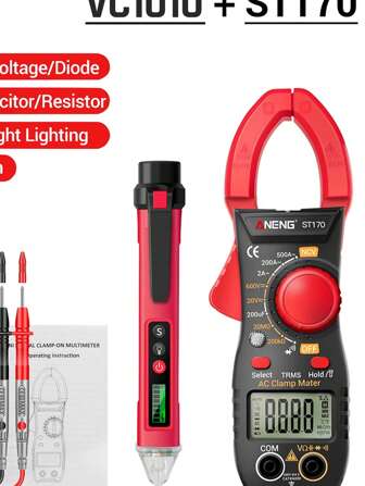 2pcs High Precision 1999 Counting Clip Multimeter LED Screen AC Current Digital Display Multimeter NCV Sensing Professional Tool