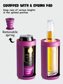 女士通用罐装饮料冷却器：均码 - 适用于细长罐、常规 12 盎司和 16 盎司罐和瓶子 - 隔热双层不锈钢 - 适合苏打水爱好者 - 酒紅色 - 查看 3