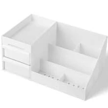 简约白色化妆品收纳盒，化妆品收纳盒，化妆品展示盒，化妆品收纳托盘架，珠宝收纳盒，适用于梳妆台、卧室、浴室