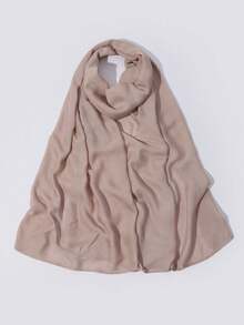 1 件女士 Abaya 配饰纯色宽边莫代尔围巾，休闲透气头巾百搭保暖披肩头带柔软头巾面纱衣服