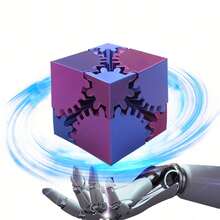 3D 打印齿轮球烦躁玩具 - 放松桌面立方体，减轻焦虑，是派对和生日礼物的理想选择（激光紫蓝色）