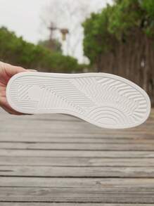 Women's Sports Casual Sneakers, Perforated Bicolor Design White Flat Sports Shoes, Soft Bottom Lightweight, Versatile Casual White Shoes