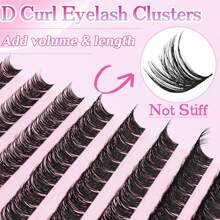 Agrupamentos de Cílios Wispy Naturais 9-14MM Extensão de Cílios em Formato de Cluster Curl D Cílios Macios, Cílios Postiços Falsos em Formato de Cluster de 9mm, 10mm, 12mm e 14mm, 110 Peças