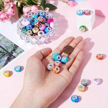 30/50/100/150/200 hạt (Màu ngẫu nhiên) Hạt Acrylic lỗ lớn lõi bạc, Trang sức thủ công DIY Hạt vòng tay sáng tạo phù hợp Hạt tròn - Thích hợp cho vòng tay, vòng cổ, bút DIY, làm đồ trang sức và đan macrame! - Nhiều màu - Xem 3