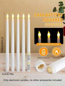 6pcs Flameless LED Candles, Cone Candle Lights, 3D Wick Flickering Effect, Realistic Flame Candle Holders, Battery Powered, Pointed Taper Candles, Suitable For Birthday, Wedding, Halloween Party, Christmas, Tabletop, Windowsill Home Decor, Thanksgiving Fireplace Decor, Party And DIY, Flameless Windowsill Candles, Classic Tall Cone Candles, For Home Party, Wedding Decor, White - trắng - Xem 10