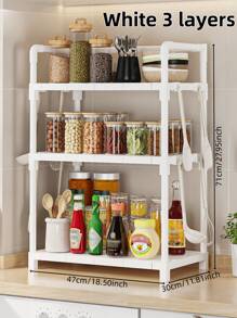 1pc No-Drill Needed Kitchen Organizer, Multi-Layer Spice Rack, Ins-Style Kitchen Storage Rack, Space Saving Storage Solution For Small Spaces