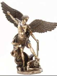 San Miguel Arcangél con cadena de resina - Dorado - Ver 2