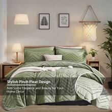 7-Piece Cozy Tufted Comforter Set For King - Soft Microfiber, Lightweight, Breathable - Twin/Full/Queen/King, And Bed In A Bag, Suitable For All Seasons, Comes With Comforter, Flat Sheet, Fitted Sheet , PillowSham And Pillowcases, Ideal Gift,Room Decro - Xanh lá-03 - Xem 2