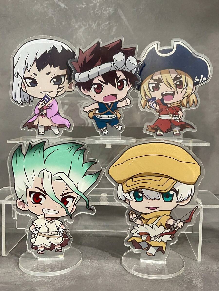 Dr. Stone 动漫亚克力支架 1pc 10cm - 石上千空/朝雾玄/西园寺右京/镀铬精美人物模型，桌面和家居装饰，送给粉丝朋友的理想生日礼物，完美的节日礼物