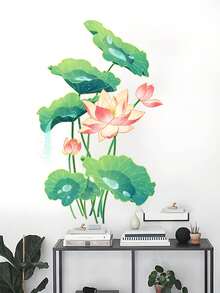 mama look 1 Pc Classic Lotus Flower, Leaf, Petal, Water Droplets Bathroom Tile, Wall Sticker, Self-Adhesive Removable PVC Wall Decal For Bathroom, Toilet - Multicolor - View 12