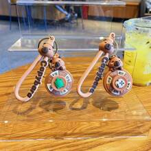 1pc Original Capybara Spinning Keychain, Cute Cartoon Capybara Keyring, Handbag Charm, Small Gift Car Accessories