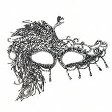 Vintage Ladies Lace Mask Halloween Prom Princess Gilded Big Peacock Mask - Multicolor - View 8